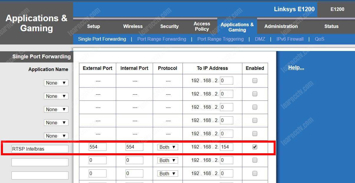 Router port Forwarding configuration