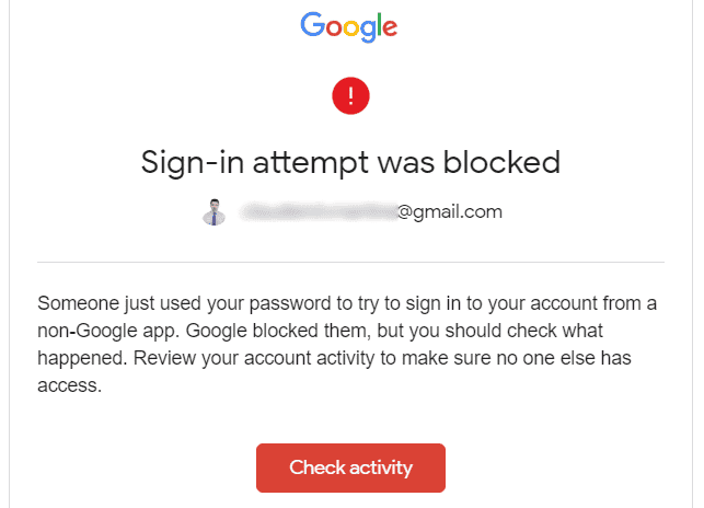 Reolink Camera Google sign In Attempt was blocked